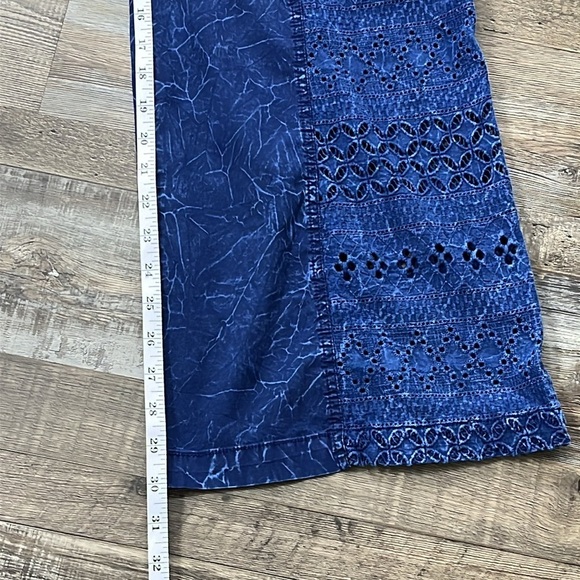 Mind Set by XCVI Blue Eyelet Lace Cotton Wide Leg Pants Size L Boho Lagenlook - Picture 13 of 13